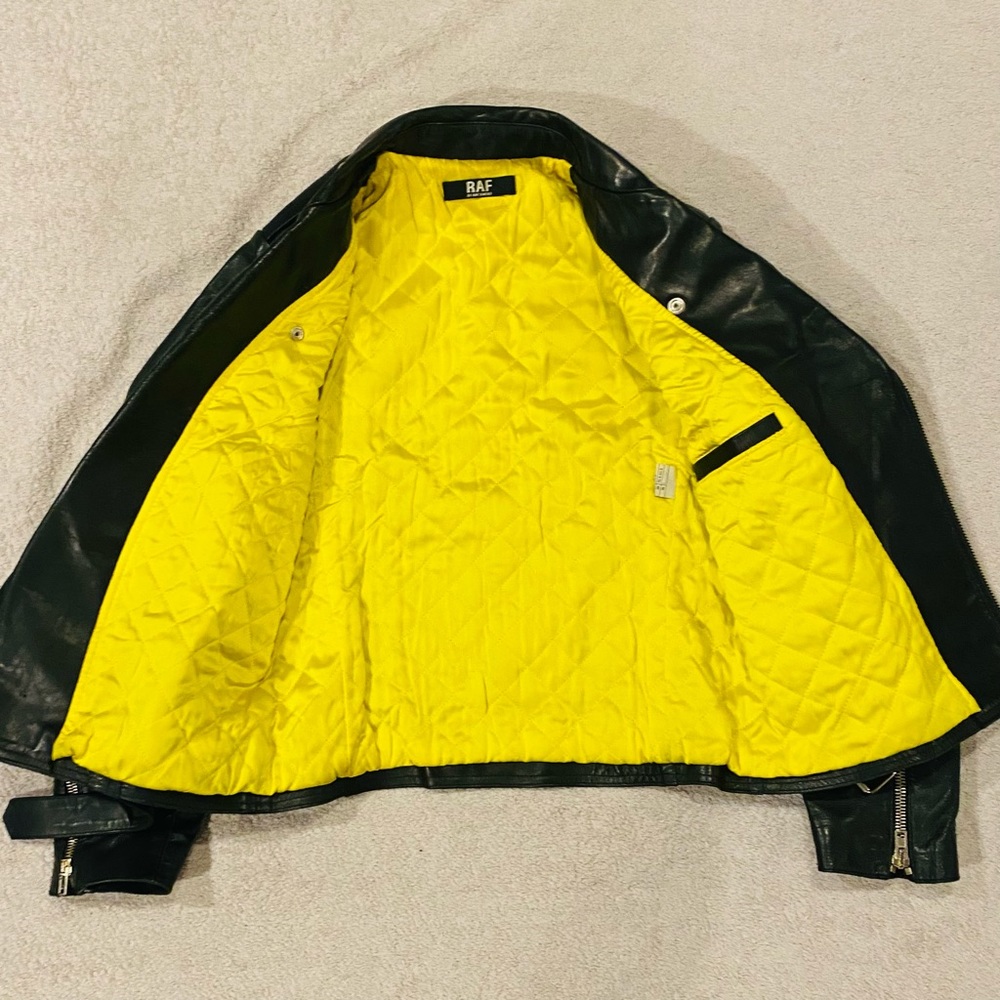 2006 RAF by Raf Simons Italy Black Perfecto Leather Rider Jacket Size 46 - Picture 3 of 7